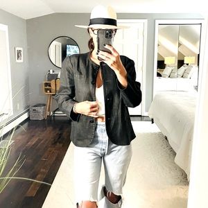 Vintage Finity black 100% linen jacket blazer size 6